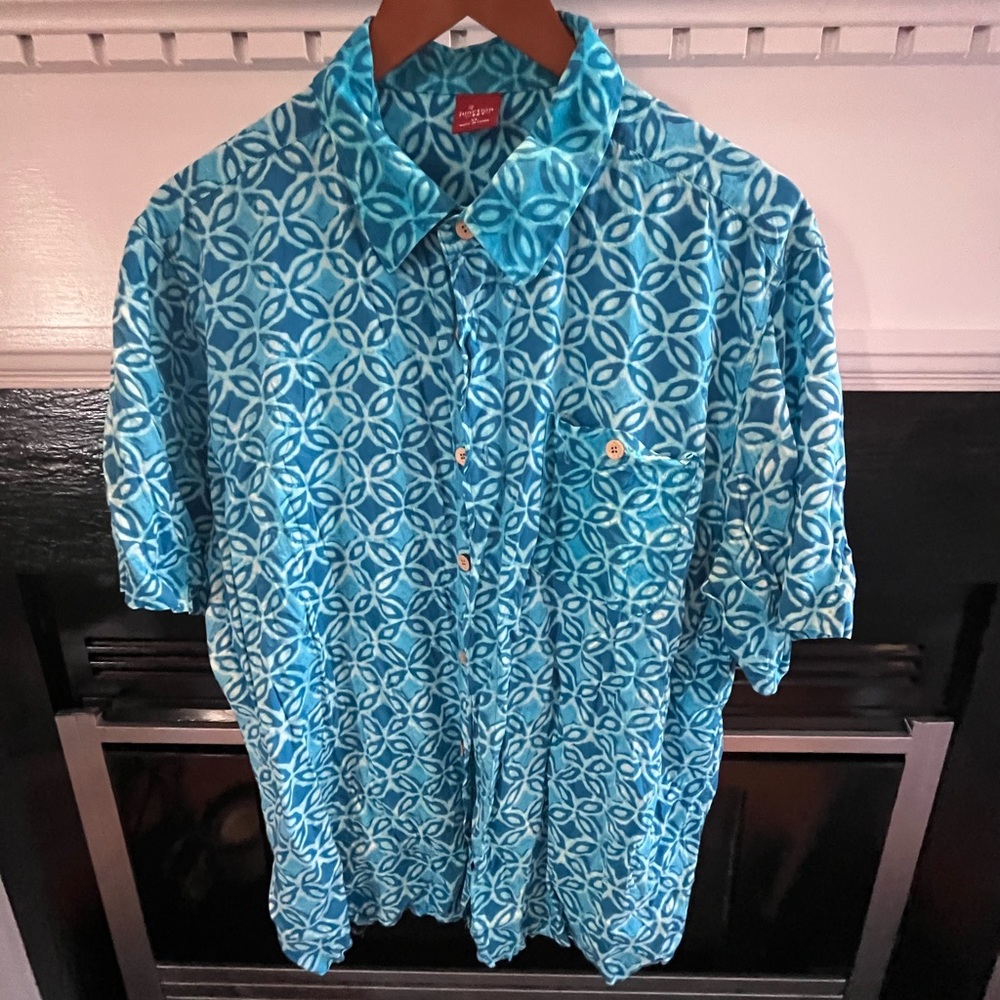 Men’s, Casual Shirt, Junction West, Teal patterned, size XL